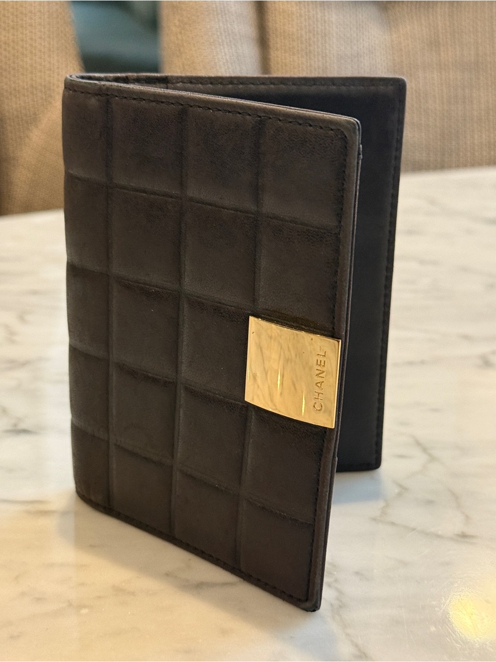 CHANEL Vintage Chocolate Bar Lambskin Wallet/Card Holder Rare Y2K